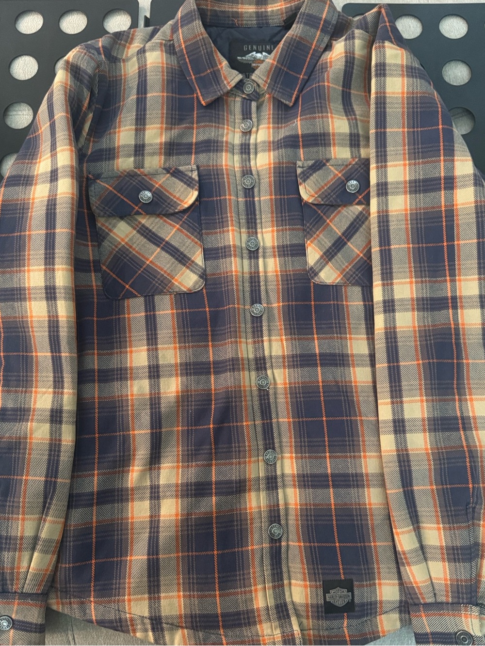 Harley-Davidson Quilted Flannel Shirt Jacket L Plaid | Metal Snap | Shacket